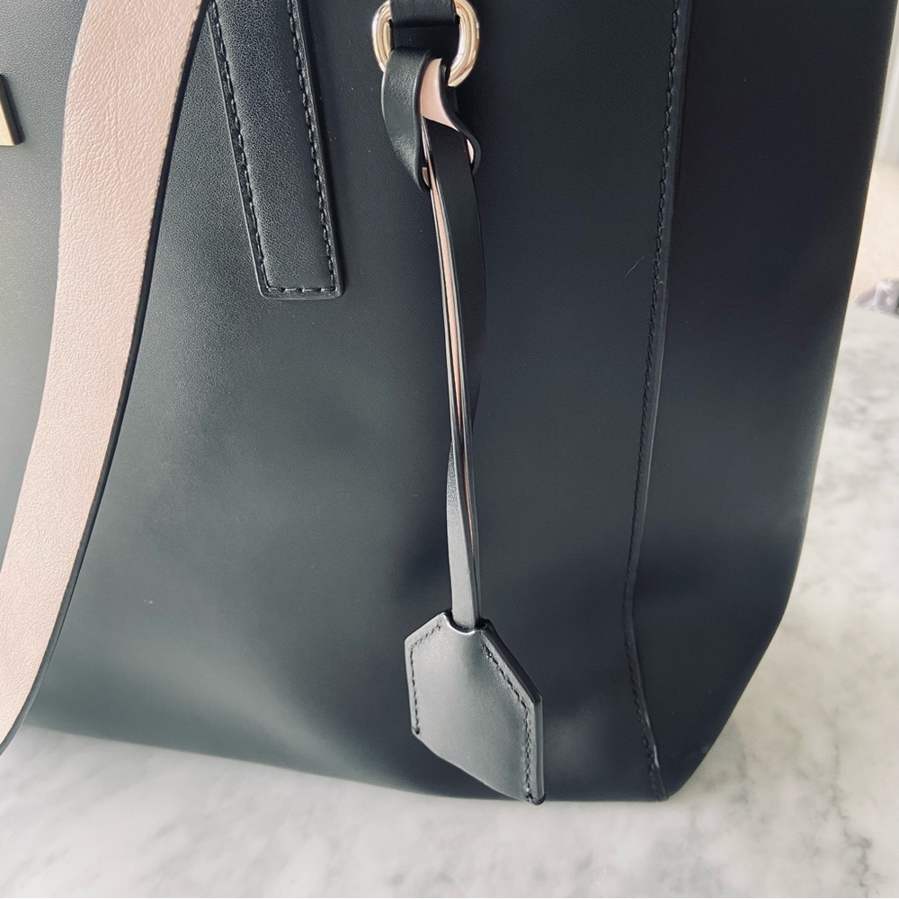 KATE SPADE Nelle Putnam Drive Leather Tote Black With Pink Interior GUC *Flaw - Picture 4 of 10